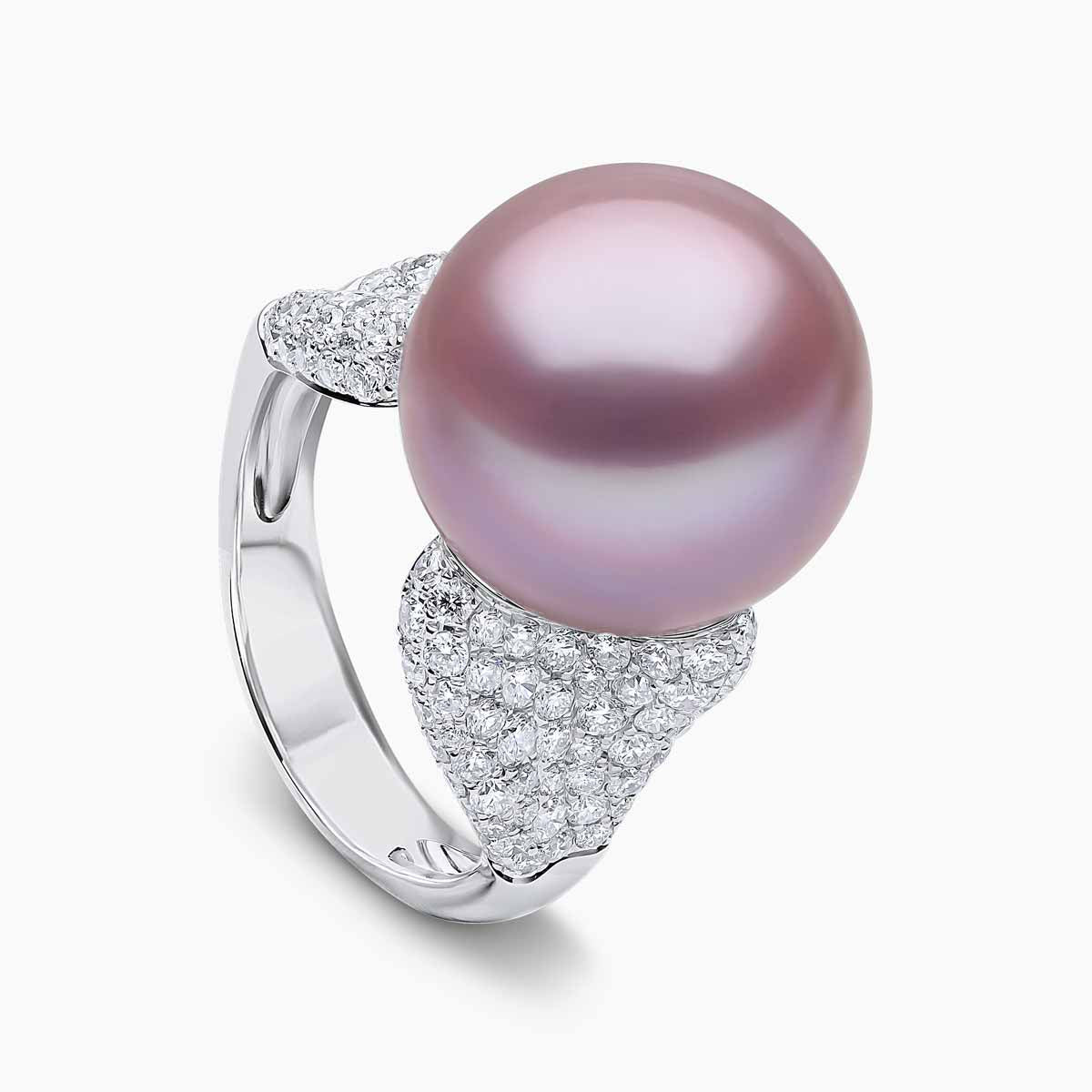 Duchess Pink Pearl & Pavé Diamond Ring | Yoko London