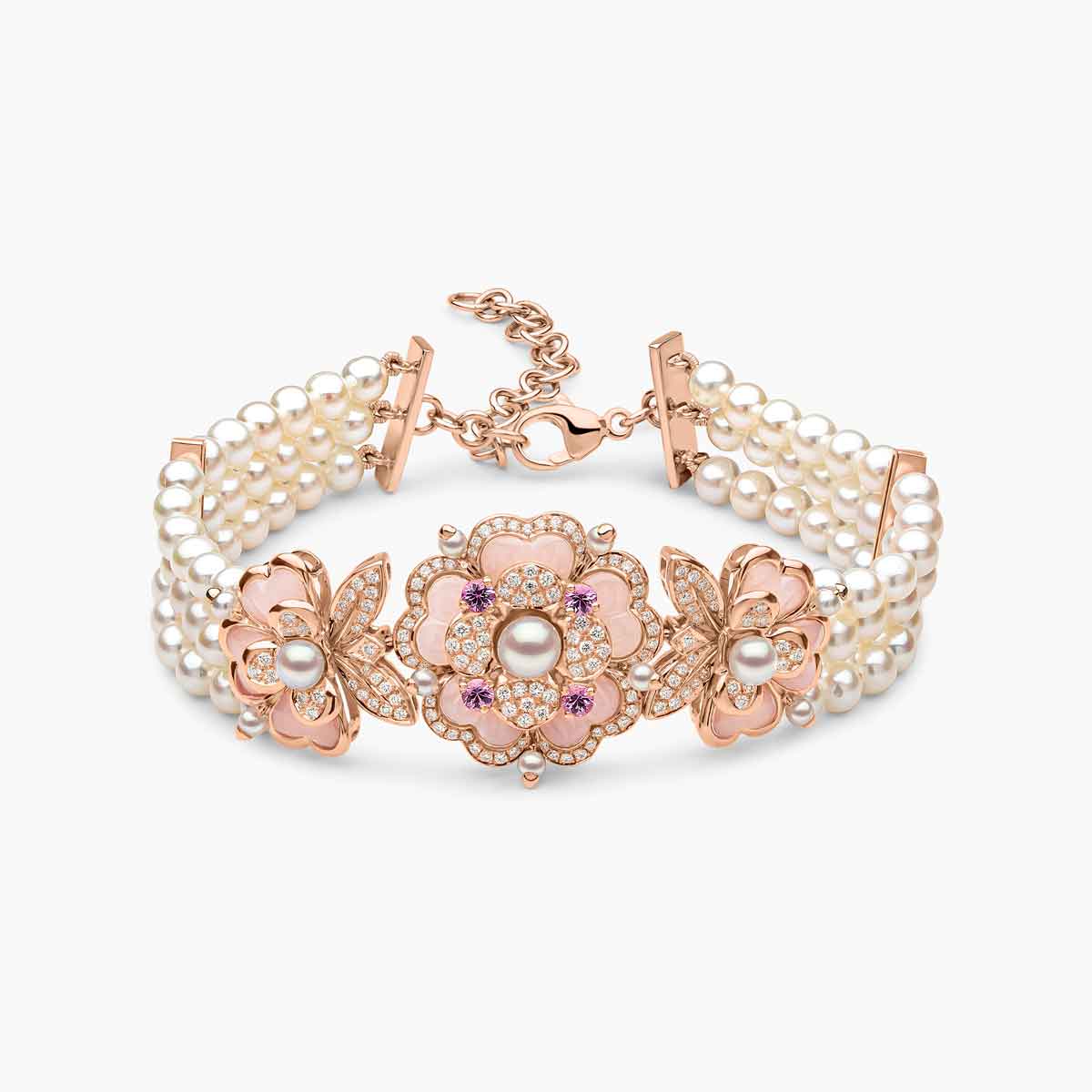 Cleopatra Pearl, Diamond & Pink Sapphire Bracelet | Yoko London