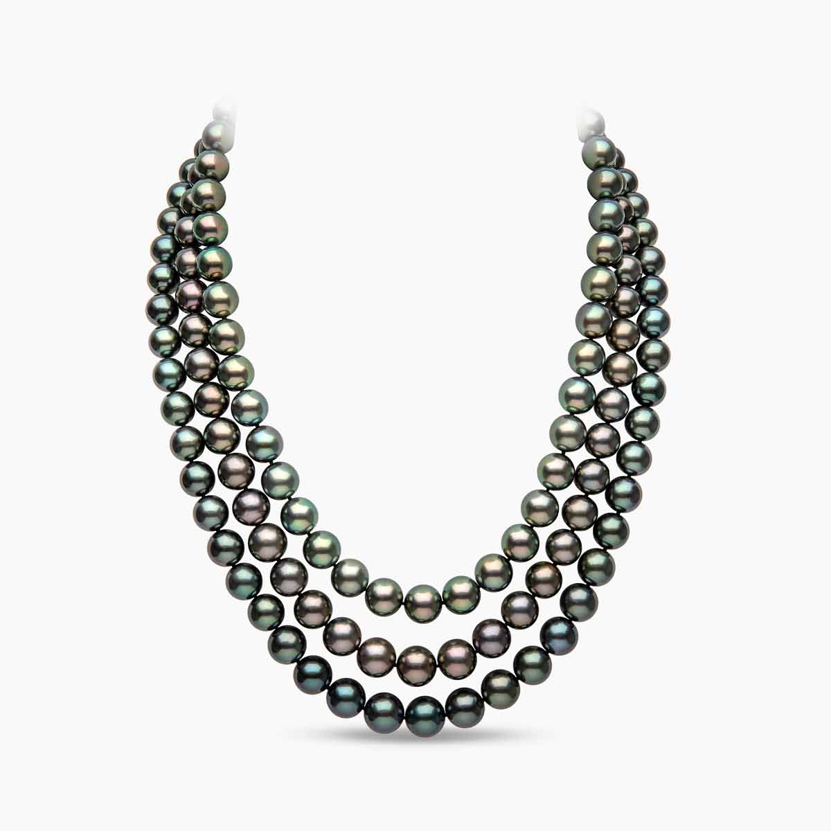 Classic Tahitian Pearl Triple Row Necklace Yoko London