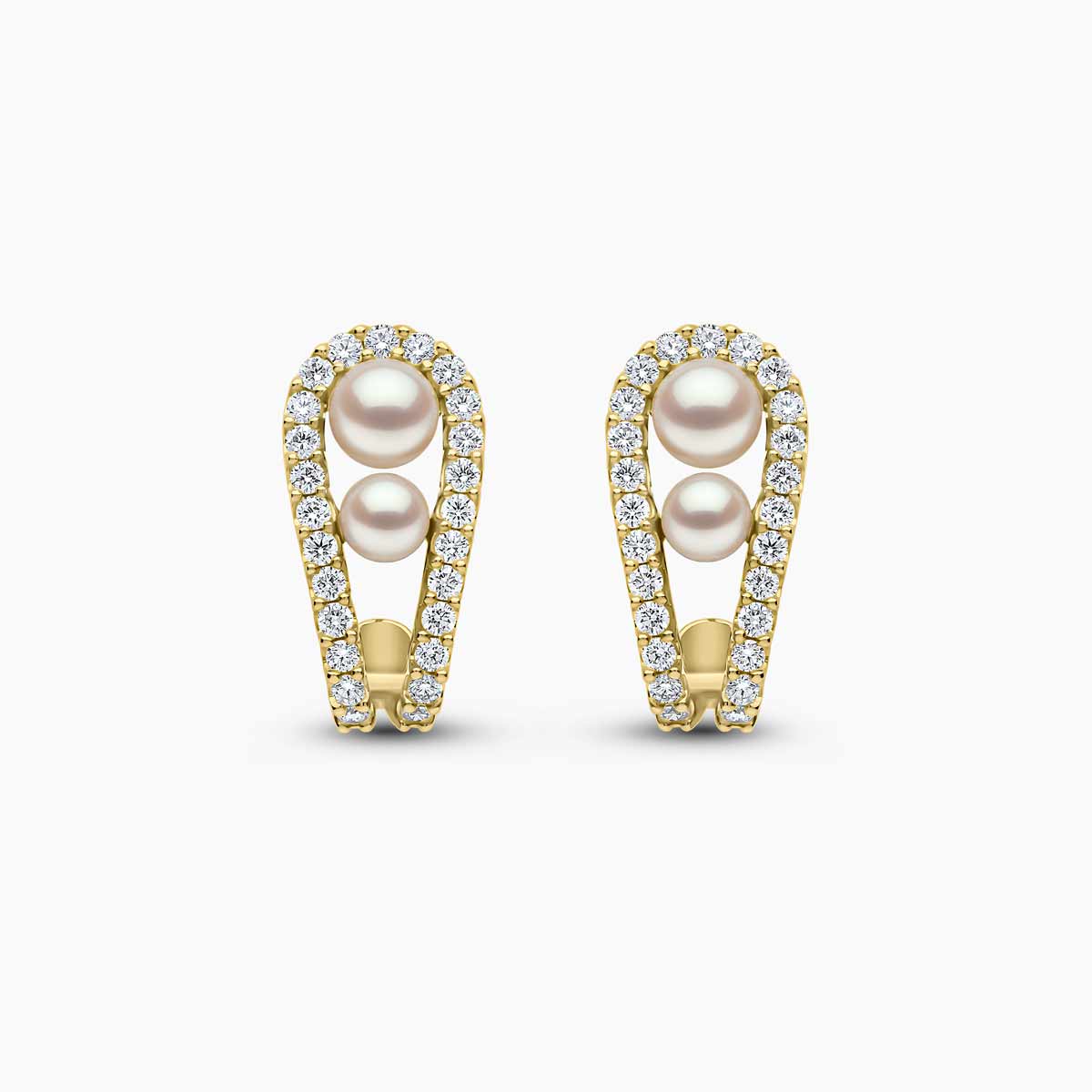 Sleek Double Akoya Pearl Diamond Earrings Yoko London