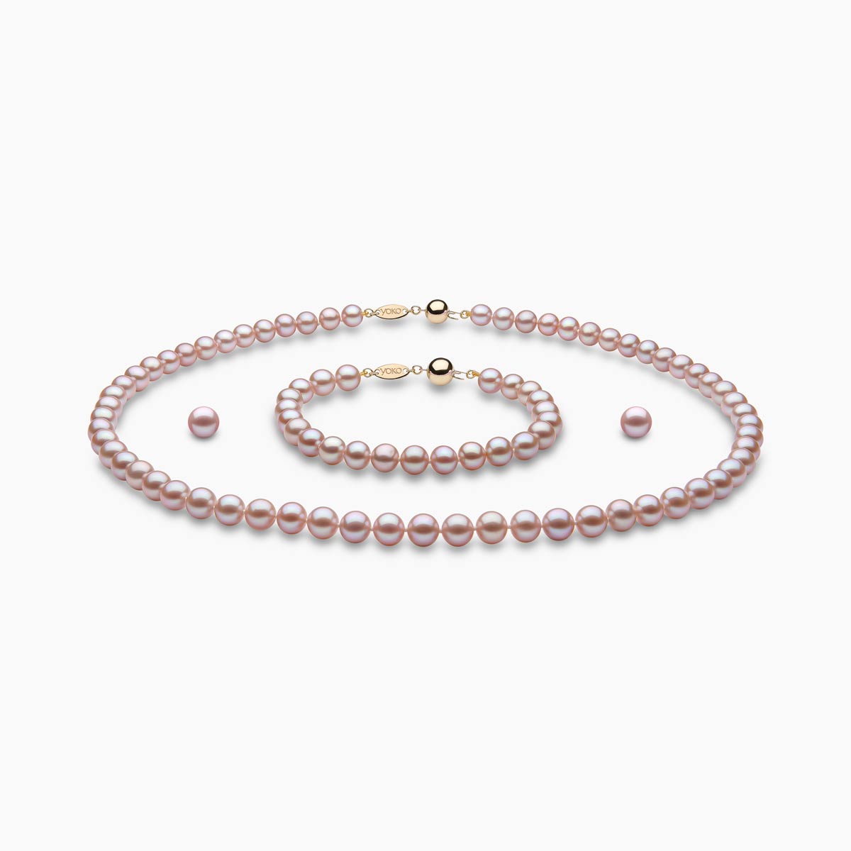[SET] Pink Akoya Cultured Pearl ビューティフル アコヤ 養殖真珠 ピンク パール ネックレス φ7-8x450mm ピアス セット 【送料無料】