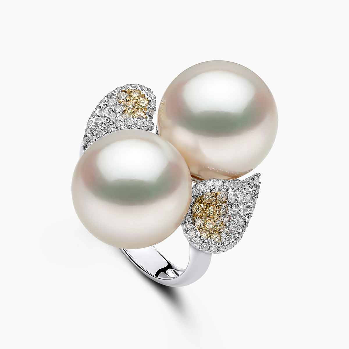 Sunrise Pearl Teardrop Diamond Ring Yoko London