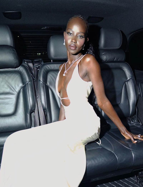 Aweng Choul Wears Yoko London’s Zip Necklace at Kering Dinner, Paris Fashion Week