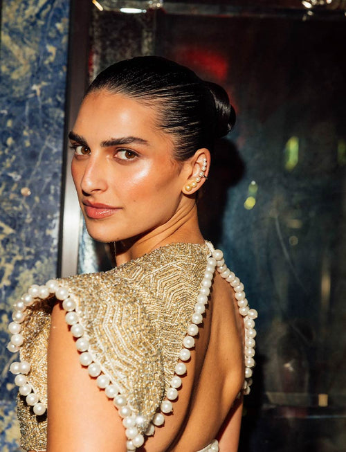 Saffron Vadher Shines in Yoko London Pearls at a Diwali Soirée