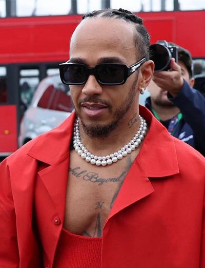 Lewis Hamilton in Yoko London Pearls 