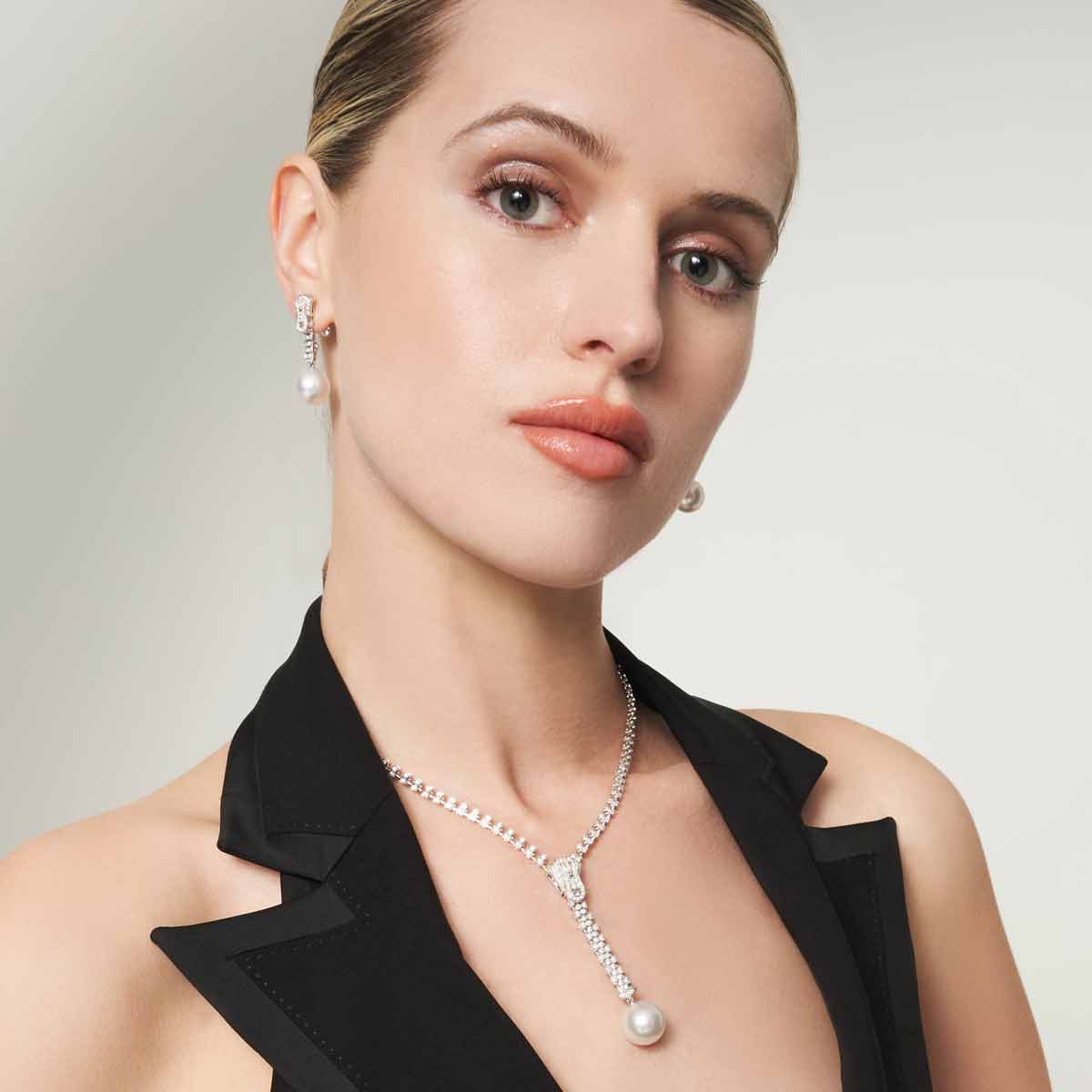 Zyyp White South Sea Pearl and Diamond Zip Necklace | Yoko London