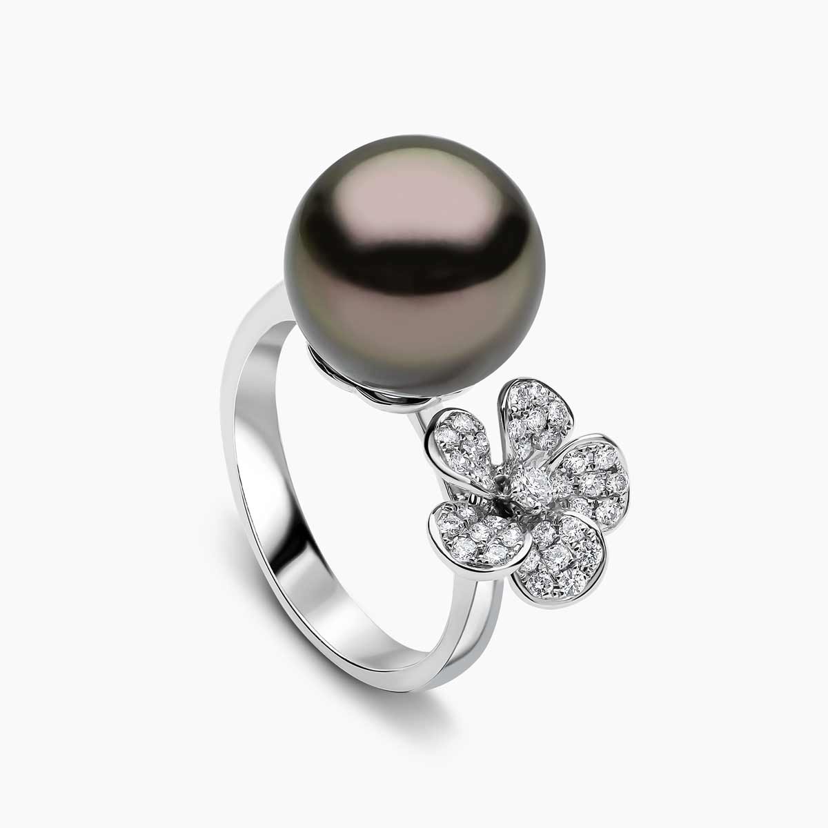 Contessa Black Tahitian Pearl Diamond Ring | Yoko London
