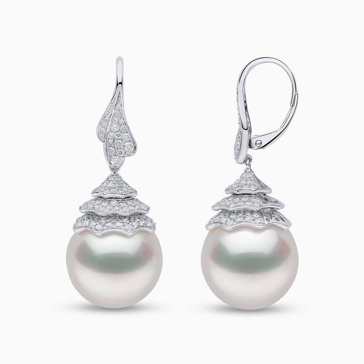 Duchess 18K Gold Pearl and Diamond Drop Earrings