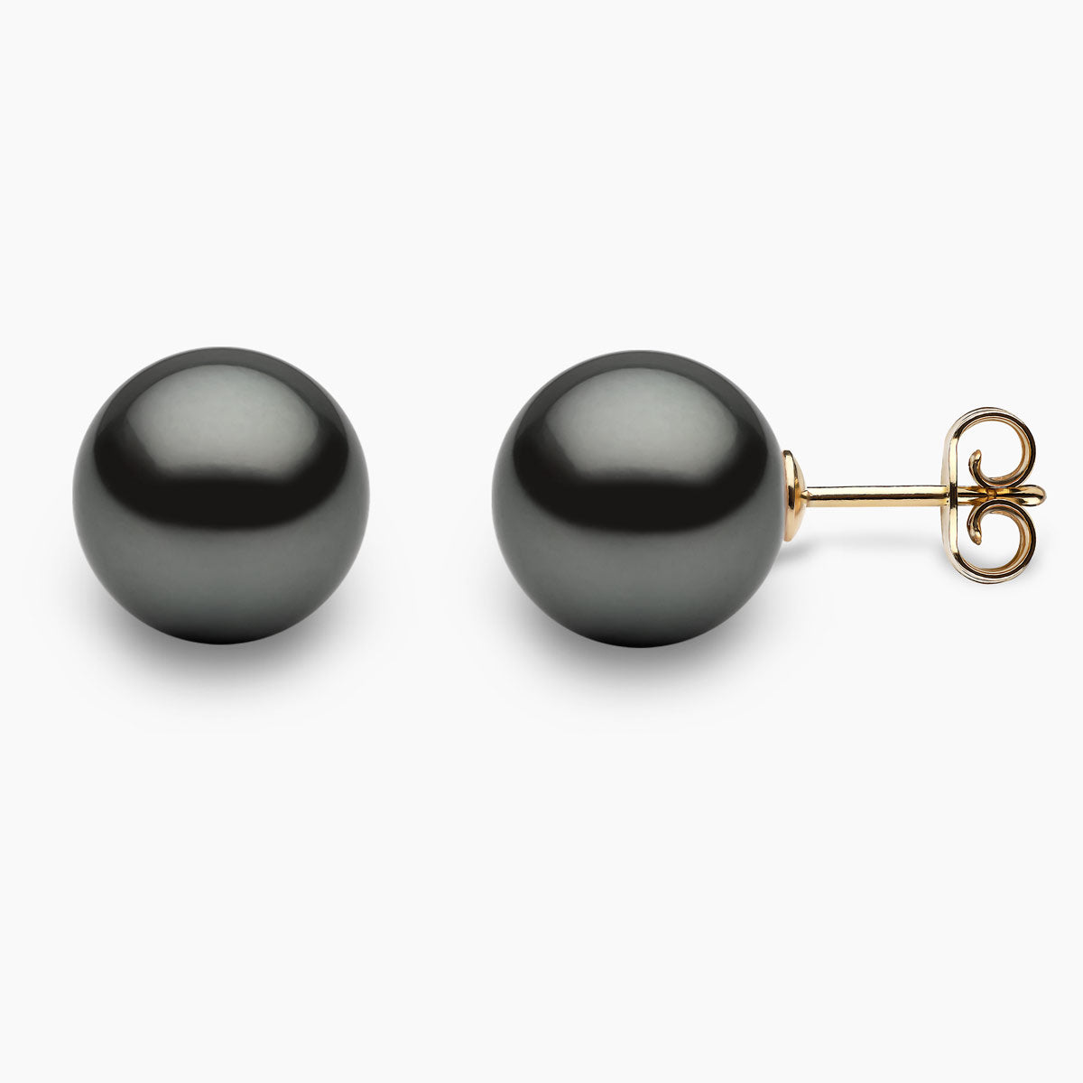 18K Tahitian Pearl Stud Earrings, Natural Color and High Luster, dark Color shops 10 mm, 18 Karats Solid White Gold