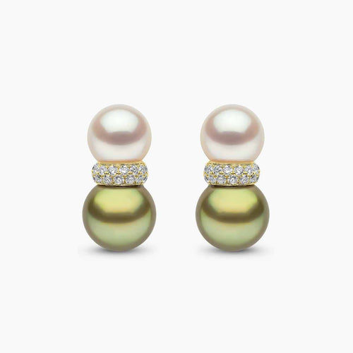 Yellow Gold / Pistachio Tahitian / White Japanese Akoya