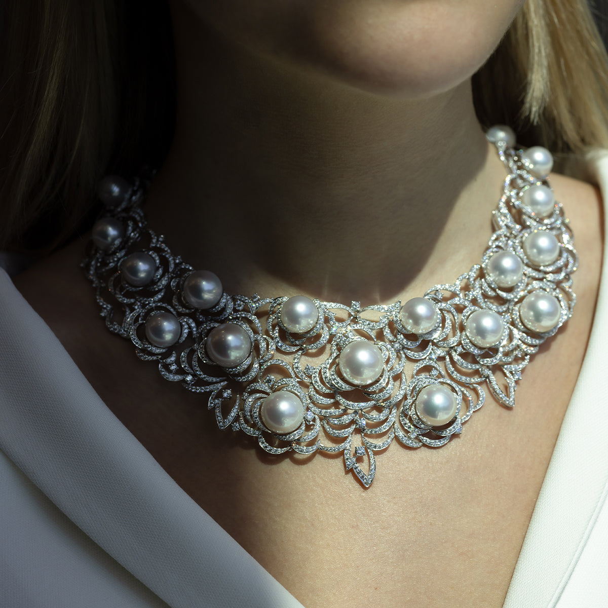Zyyp Pearl and Diamond Zip Necklace | Yoko London
