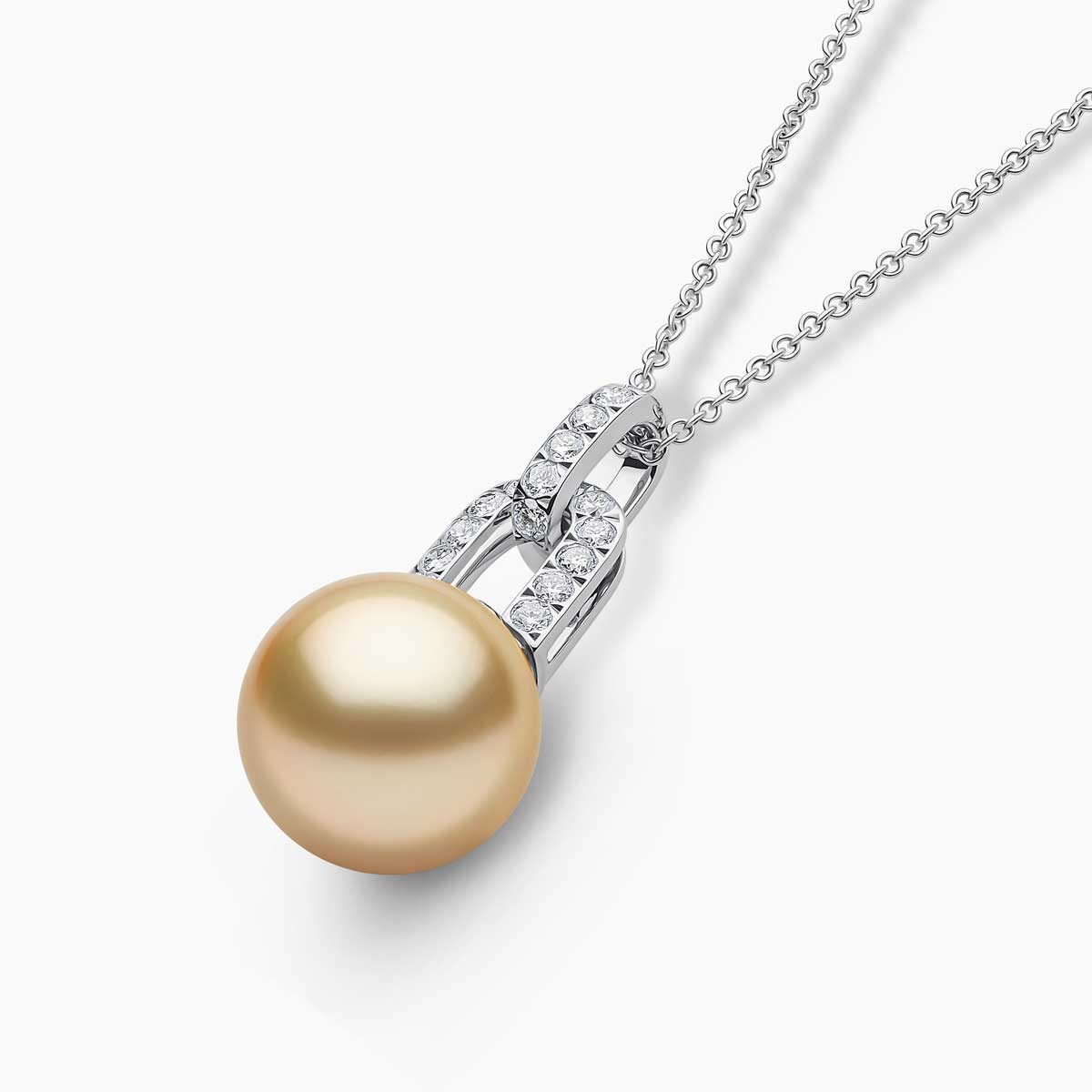Jazz Pearl and Diamond Link Pendant | Yoko London