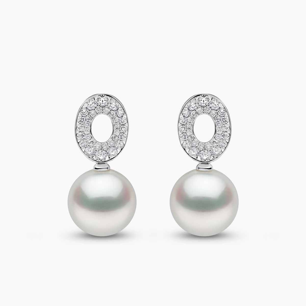 Jazz South Sea Pearl and Diamond Link Earrings | Yoko London
