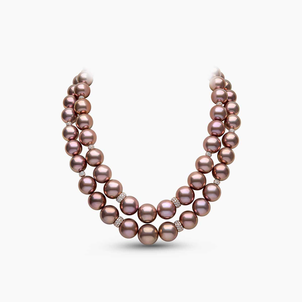 Classic Orchid Freshwater Pearl Diamond Rondels Necklace | Yoko London
