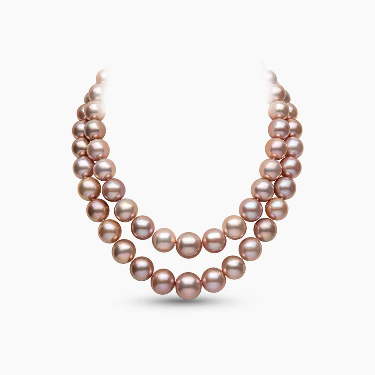 Classic 18K Gold Pink Freshwater Pearl Double Row Necklace