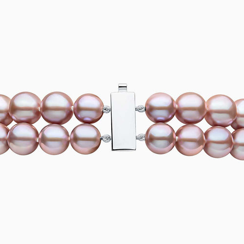 Classic 18K Gold Pink Freshwater Pearl Double Row Necklace