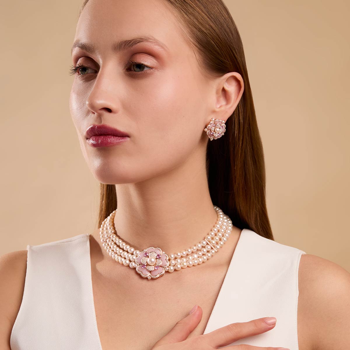 Rose Gold / White Freshwater