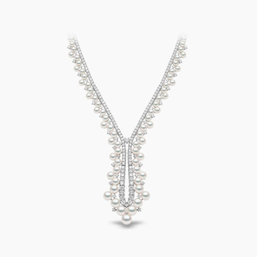 Raindrop 18K Gold Akoya Pearl and Diamond Necklace