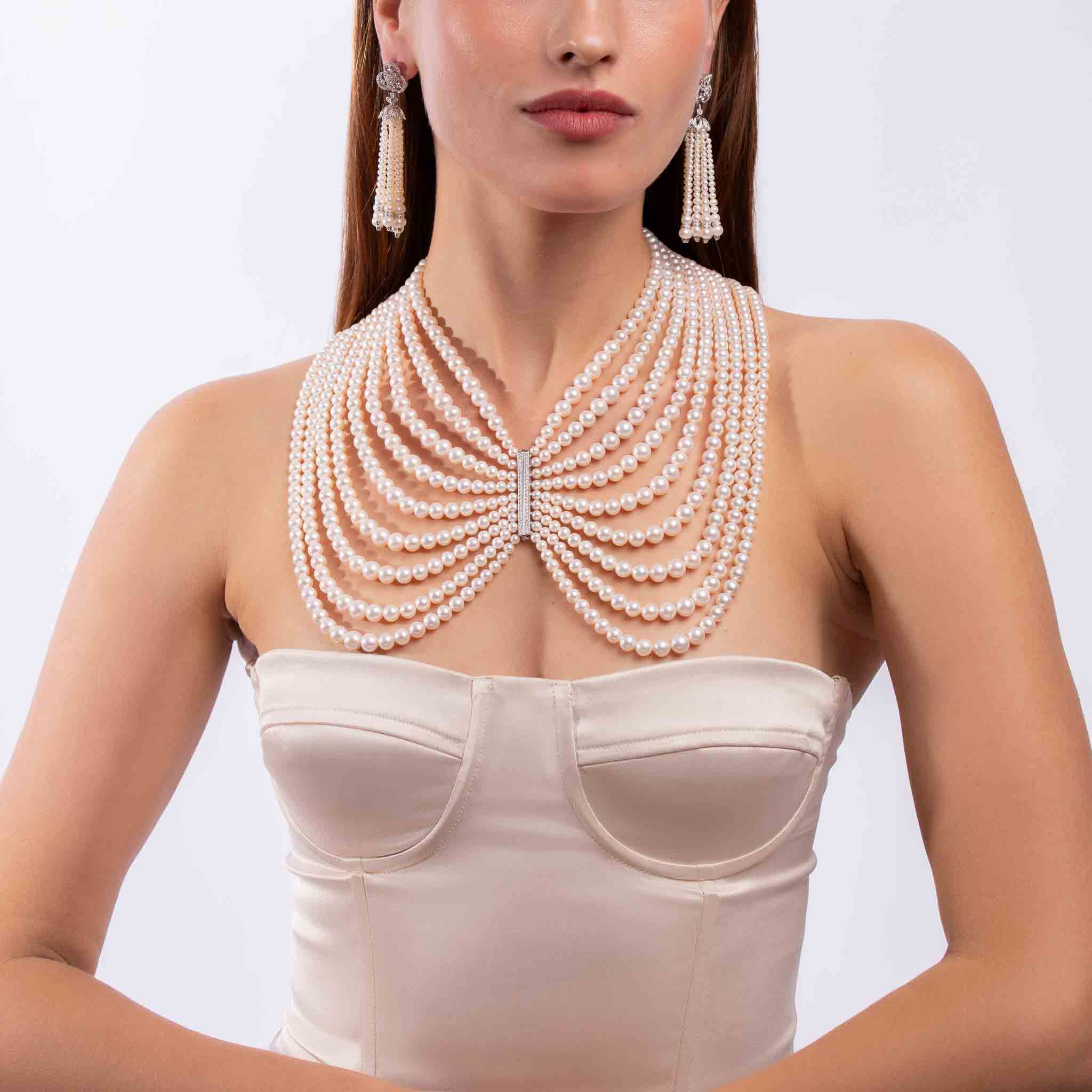 Classic White Freshwater Pearl Butterfly Necklace Yoko London