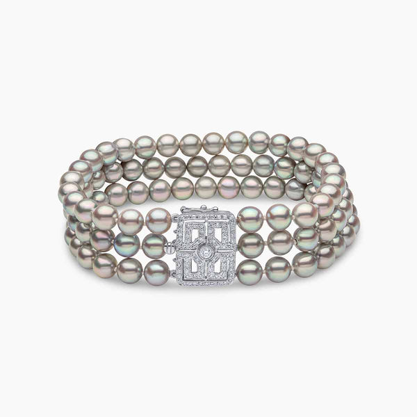 アクセサリー pearl tube bracelet Sleek Pearl & Diamond Infinity Bracelet | Yoko London