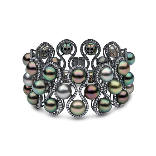 Duchess 18K Gold Multi Row Multi-Colour Tahitian Diamond Bracelet