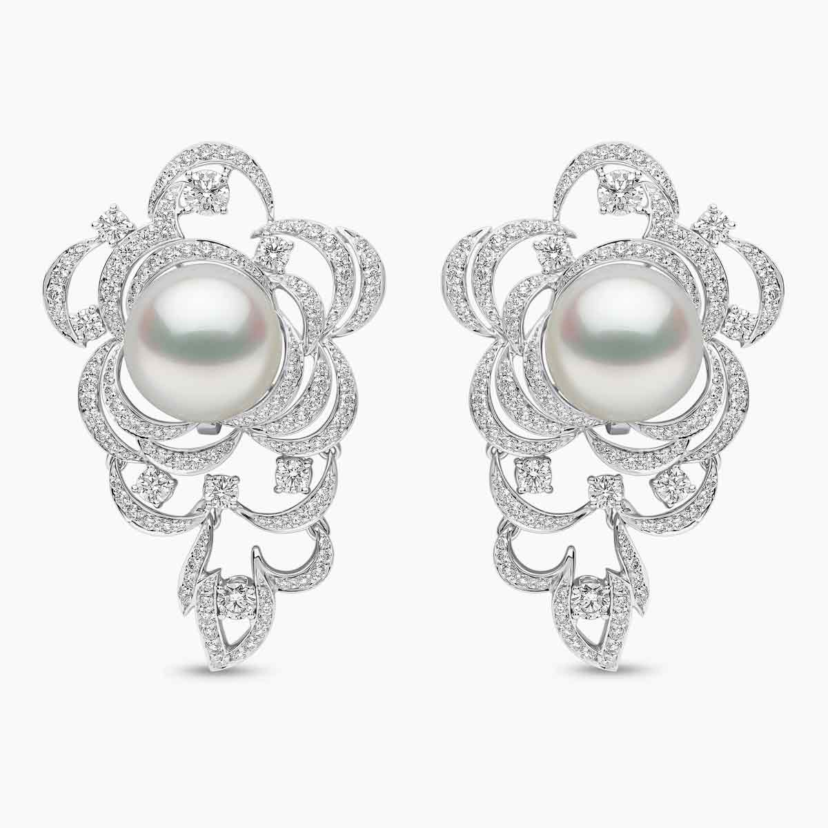 Florantina 18K White Gold South Sea Pearl and Diamond Earrings