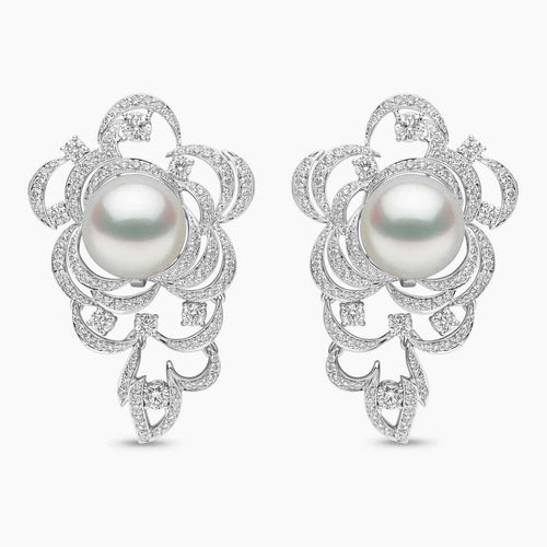 Florantina 18K White Gold South Sea Pearl and Diamond Earrings
