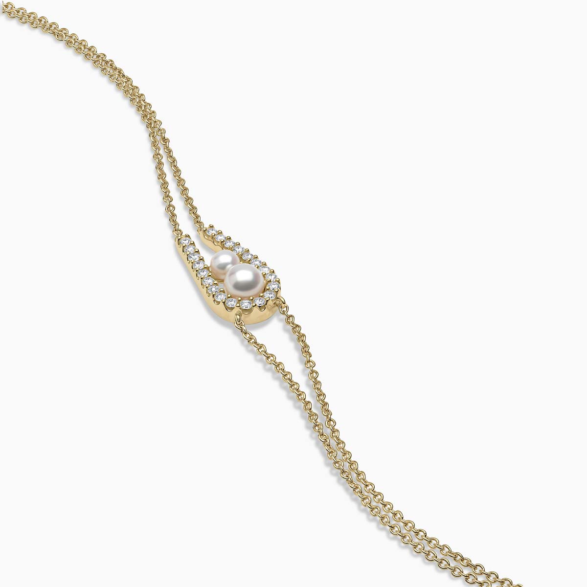 Sleek Pearl & Diamond V Necklace | Yoko London