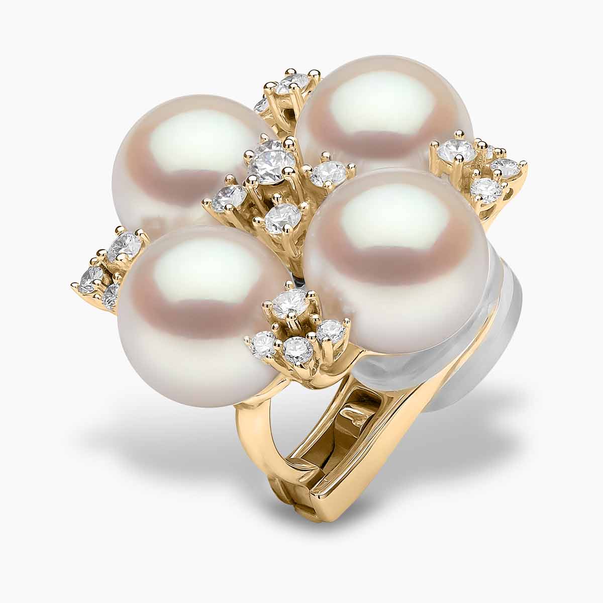 Pearl パンデイロ yumiy Sleek White Gold Pearl and Diamond Stud Earrings | Yoko