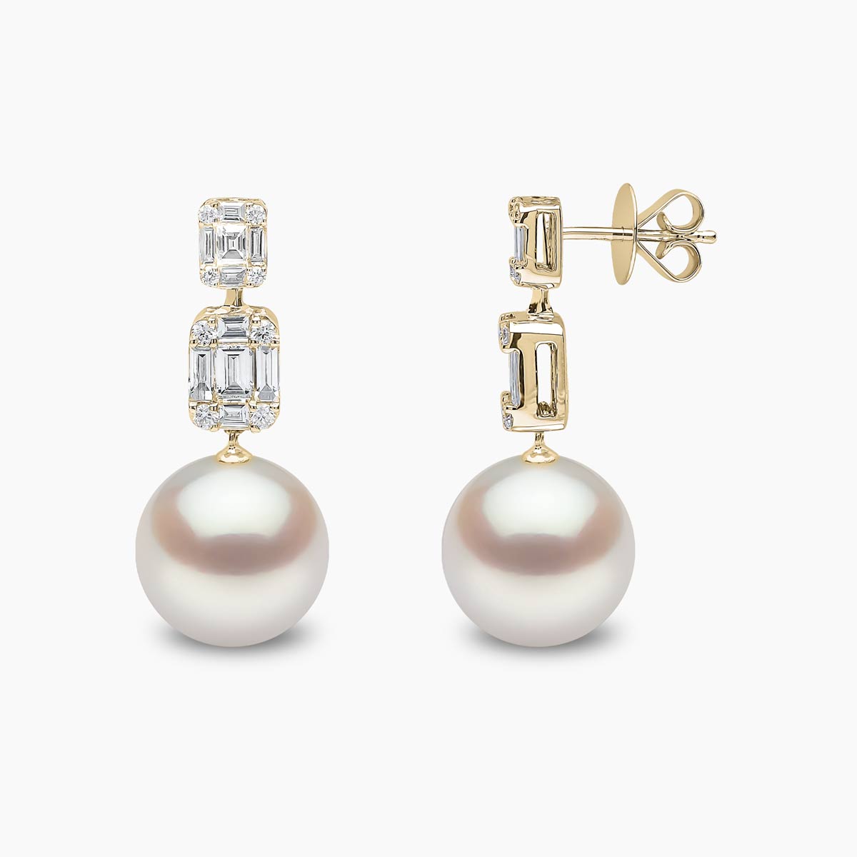 Starlight Pearl & Diamond Drop Lunar Earrings | Yoko London