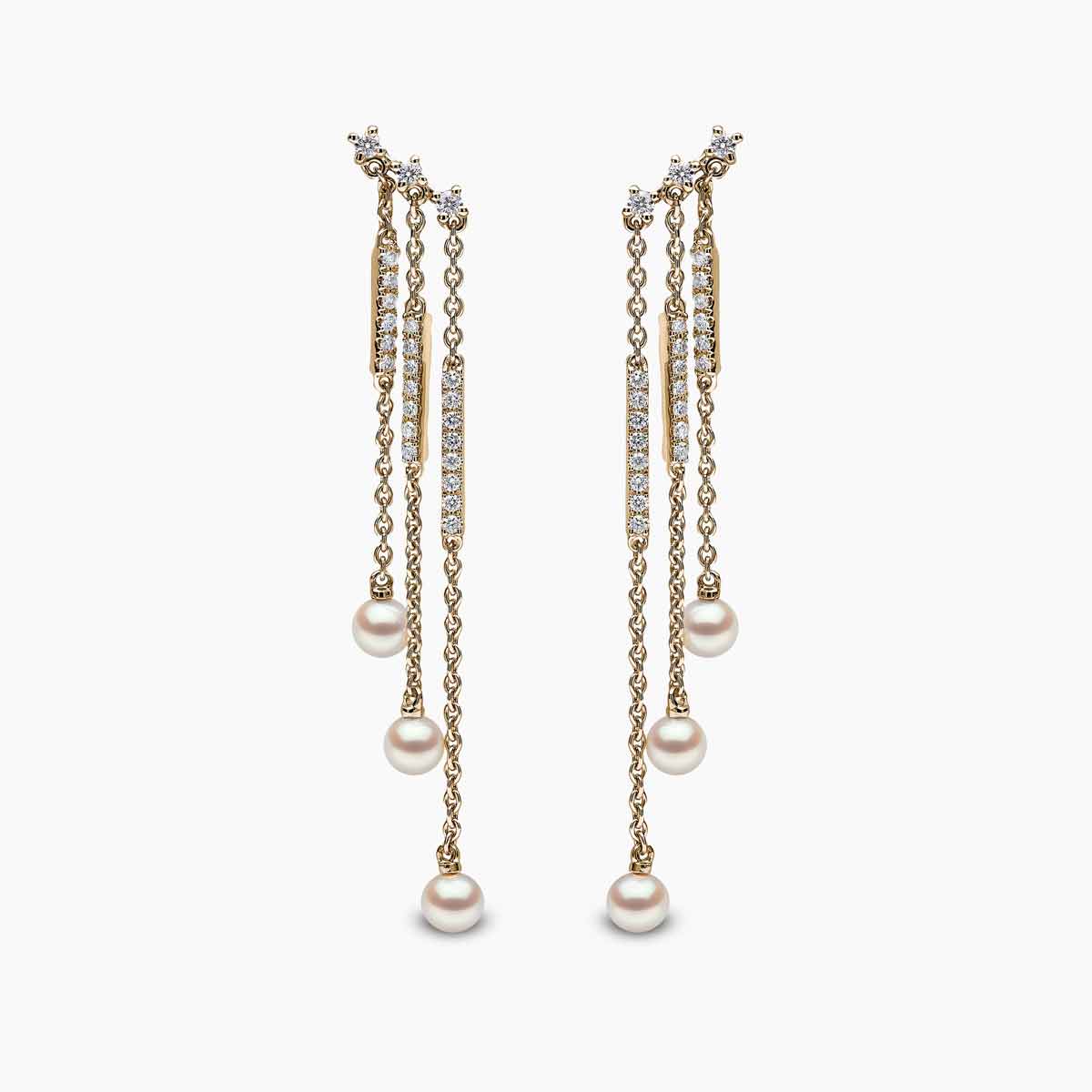 【LAZY DAWN】double chain earring E051 Lacey - Double Piercing Earring Connected by Chain – Bella