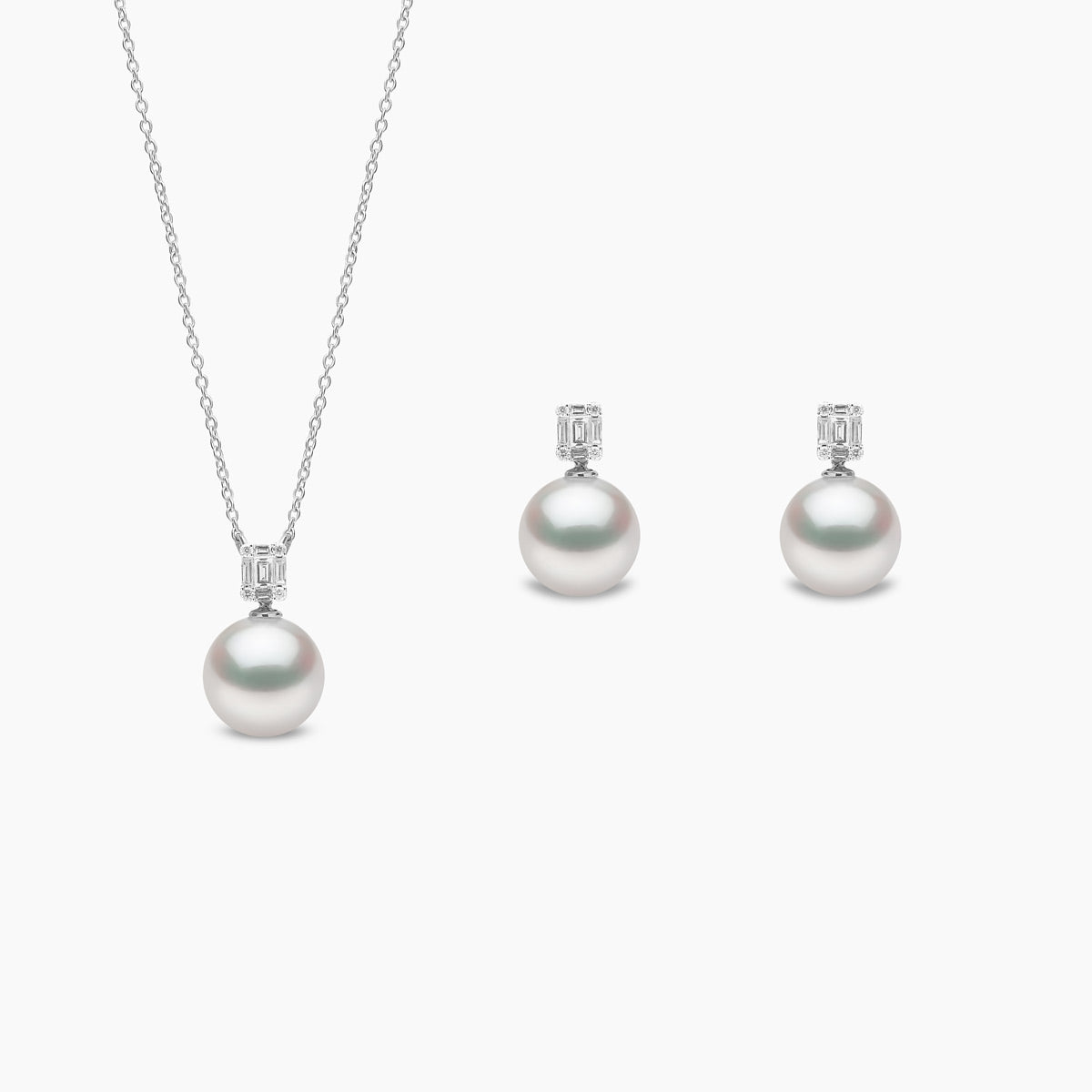 Starlight 18K Gold South Sea Pearl Mini Diamond Skyline Earring and Pendant Set