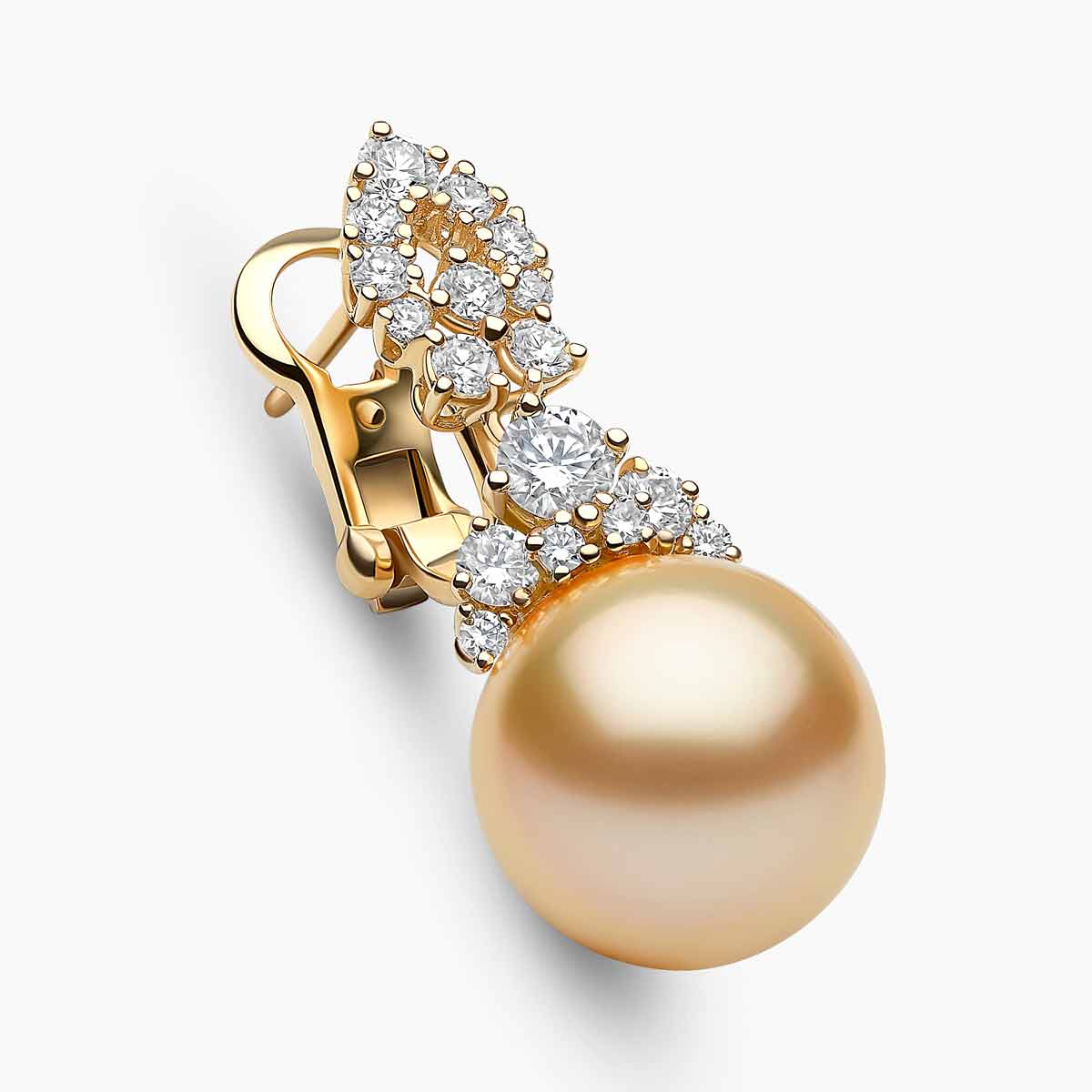 Duchess 18K Gold Pearl and Diamond Motif Earrings