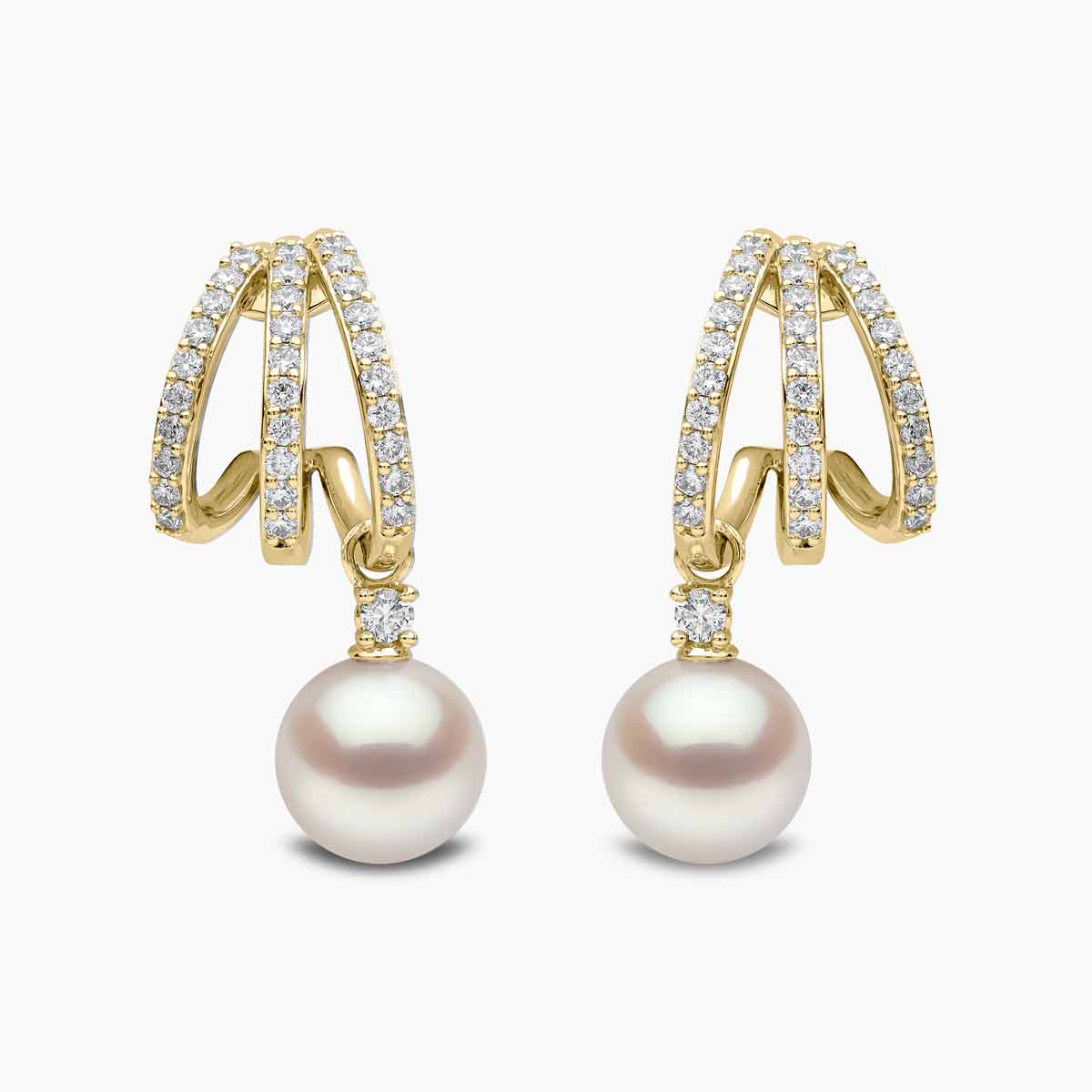 Yoko London 18kt yellow gold Eclipse Akoya pearl and diamond hoop earrings