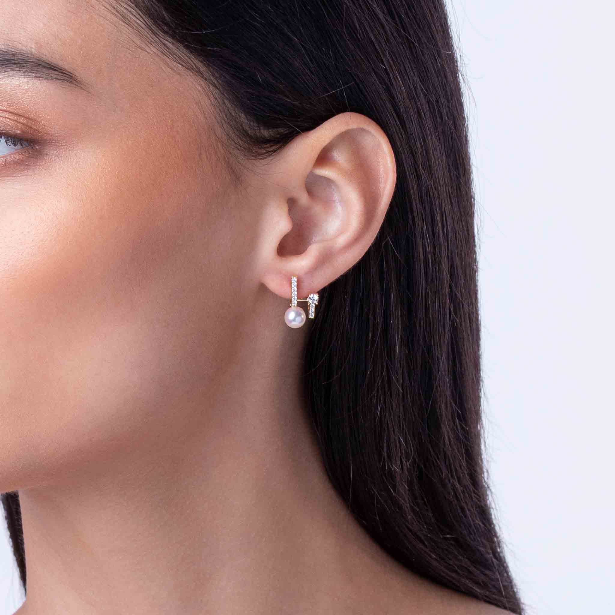 Baby Glitz Akoya Pearl and Diamond Illusion Earrings | Yoko