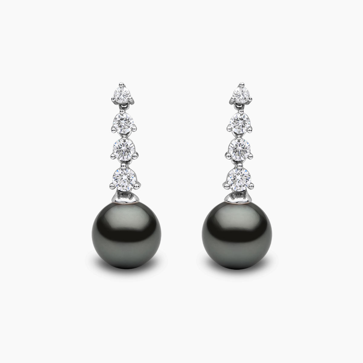 Diamond Classic Pearl Descending Earrings | Yoko London