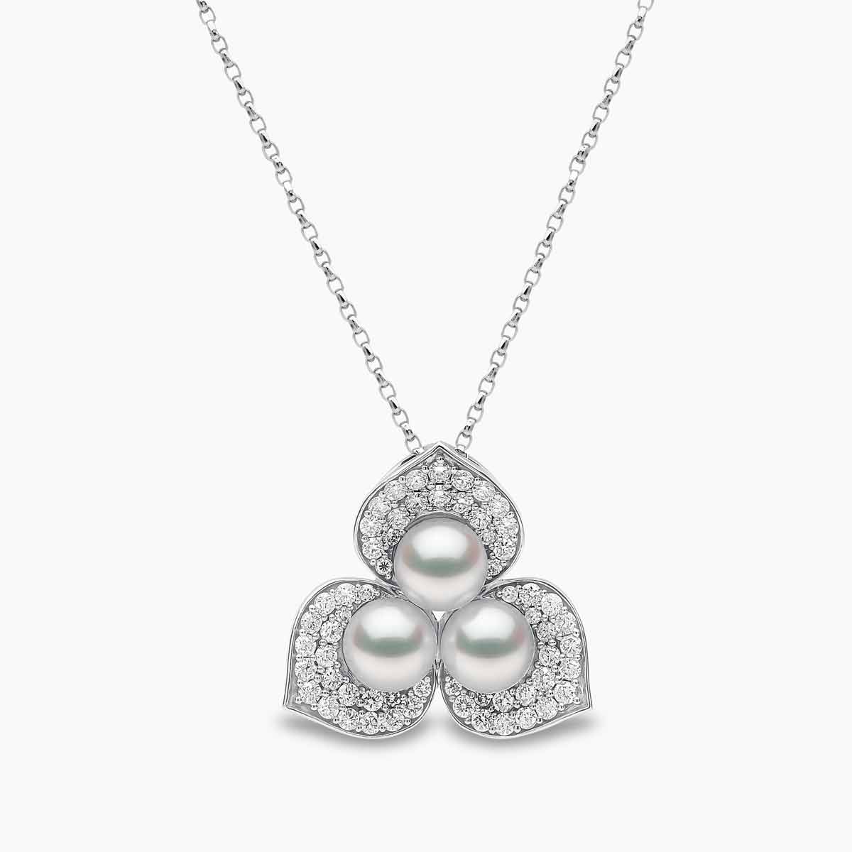 Petal Akoya Pearl & Diamond Blossom Pendant | Yoko London