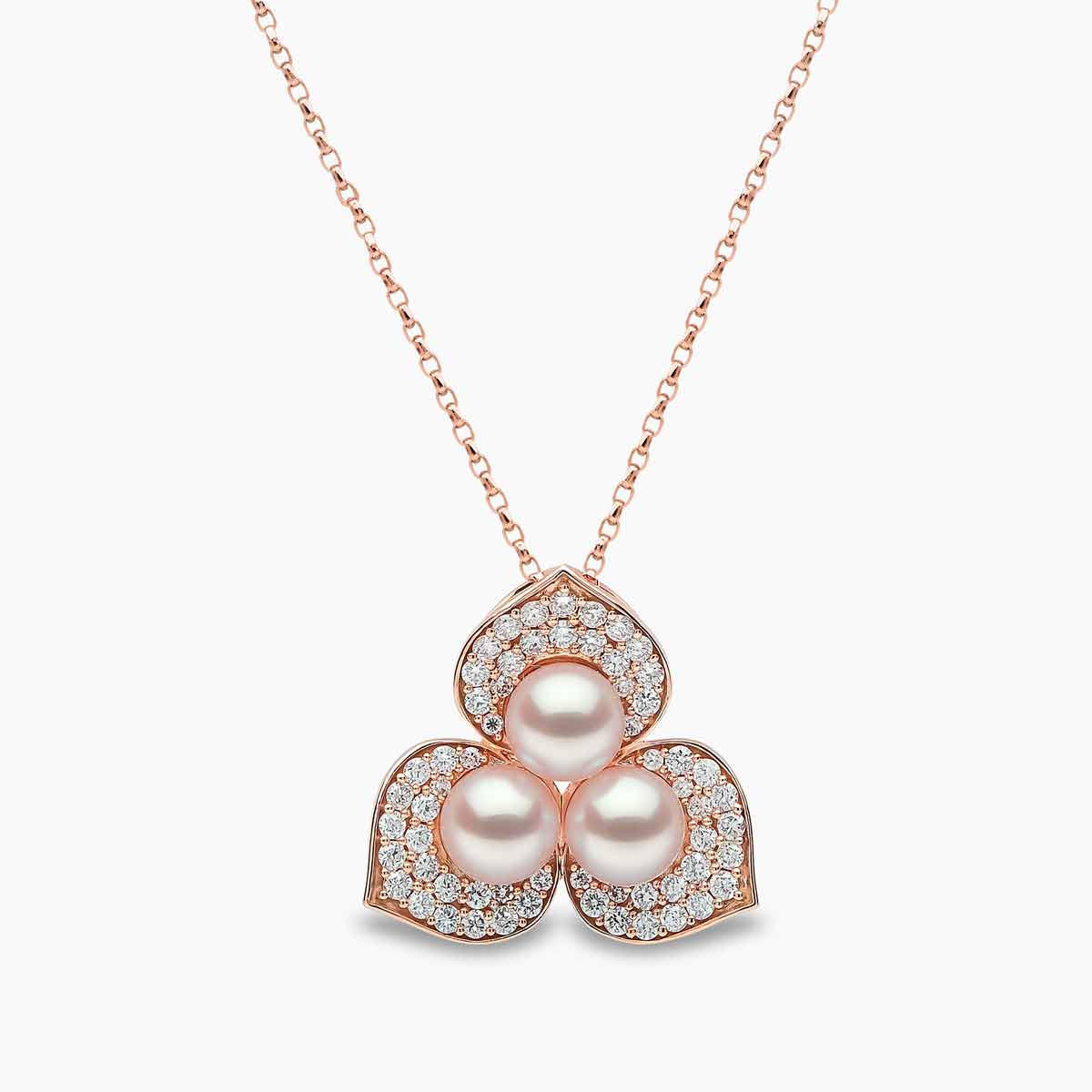 Petal Akoya Pearl & Diamond Blossom Pendant | Yoko London