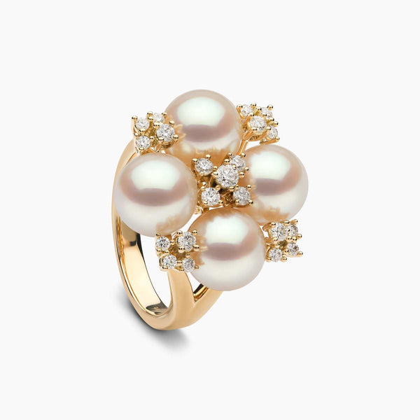 Raindrop Akoya Pearl & Diamond Mini Motif Ring | Yoko London