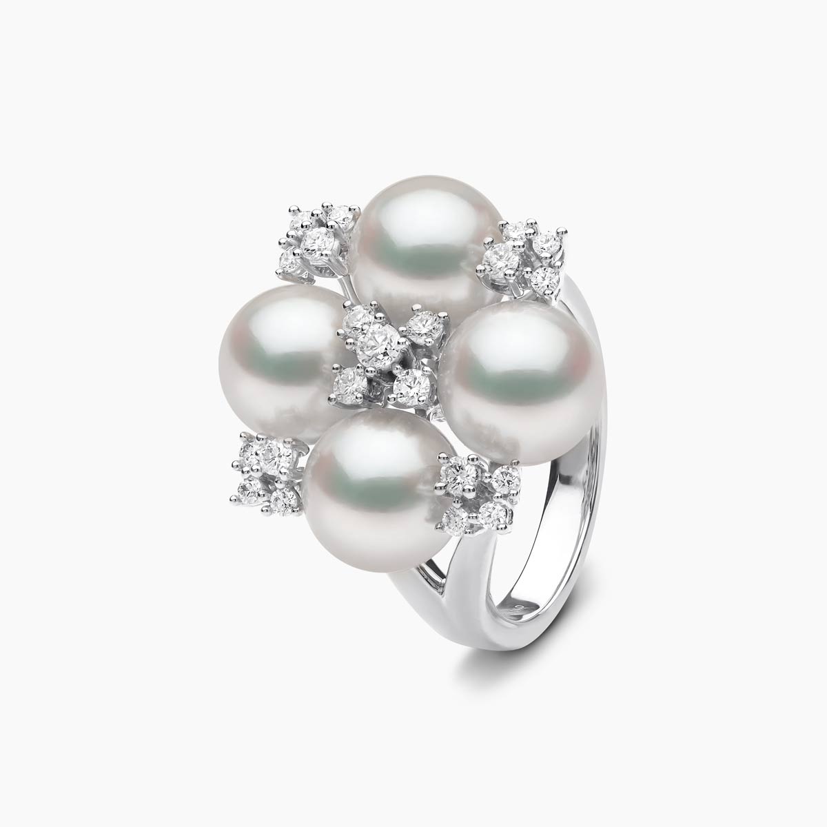 [韓国人気ジュエリー] nff Cosmos Pearl Ring White Starlight Akoya Pearl & Diamond Lumina Ring | Yoko London