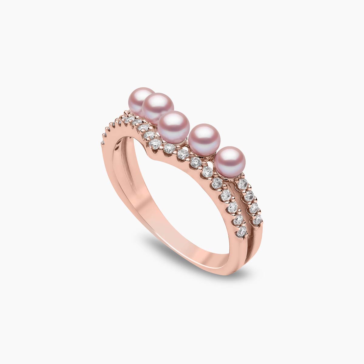 Sleek Pearl & Diamond Curve V Ring | Yoko London Sleek Pearl & Diamond Curve V Ring | Yoko London