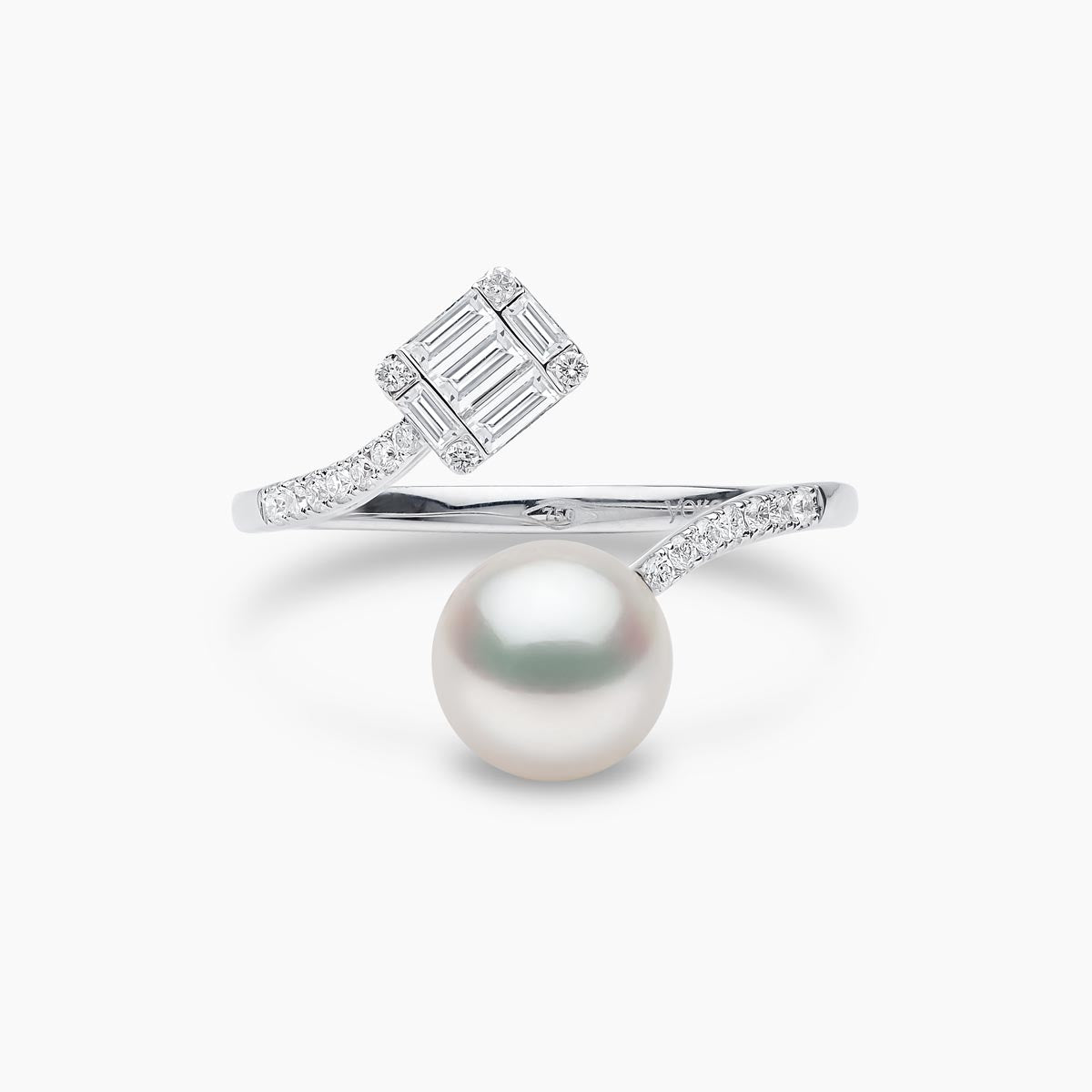 Pearl パンデイロ yumiy Sleek Double Pearl & Diamond Ring | Yoko London