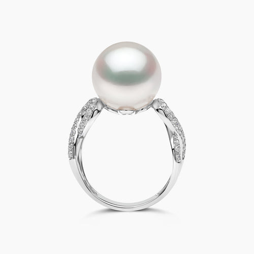 Duchess 18K Gold Pearl and Diamond Hoop Ring