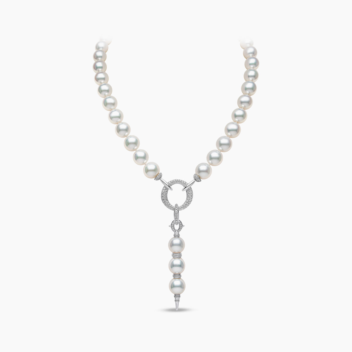 O Rebel 18K White Gold White Australian South Sea Pearl and Diamond Necklace