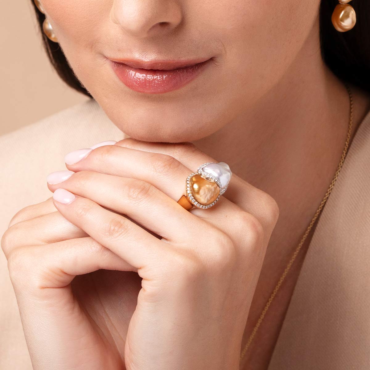 Pearl combination ring 15号【未使用】 Signed OP .925 Sterling Silver Double Pearl Ring Size 6.25