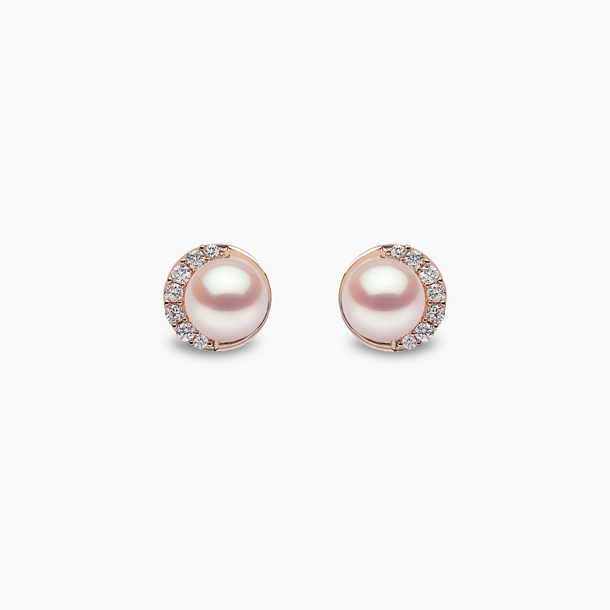 Trend Freshwater Pearl & Diamond Half Moon Stud Earrings