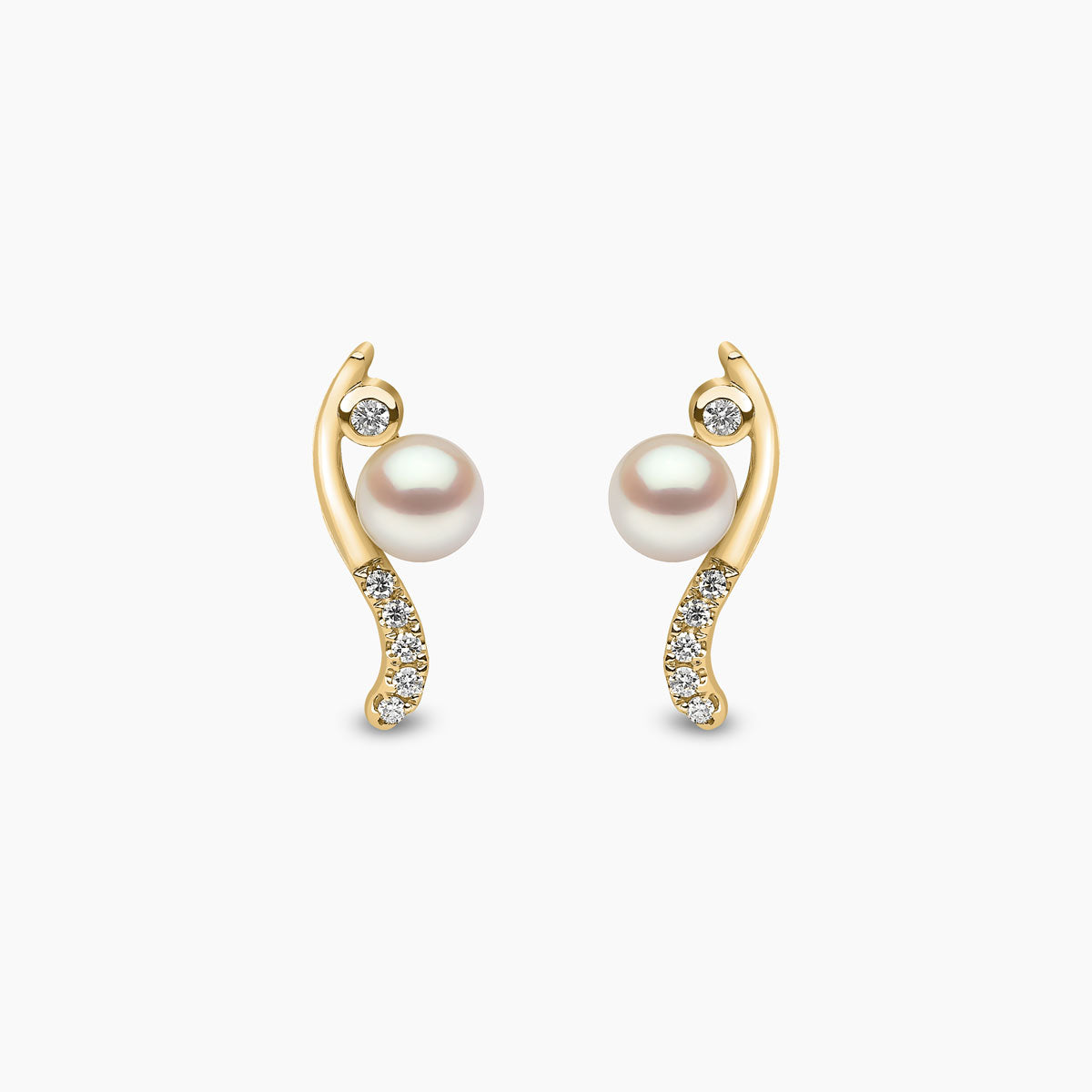 Trend Freshwater Pearl & Diamond Curve Stud Earrings | Yoko