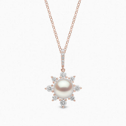 Trend 18K Gold Freshwater Pearl and Diamond Star Pendant