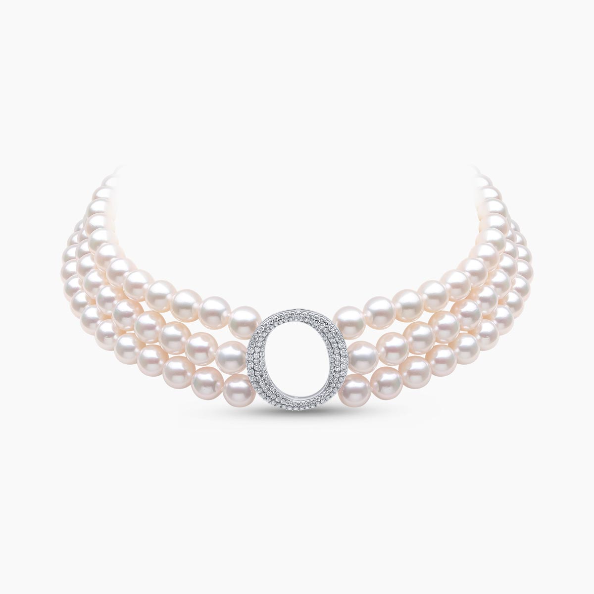 O by Yoko 18K White Gold Akoya Pearl and Diamond Choker