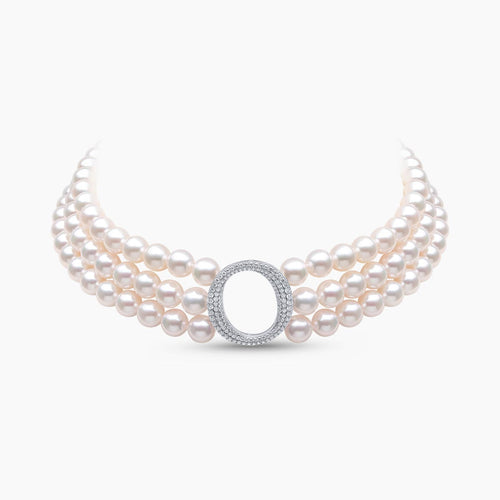 O by Yoko 18K White Gold Akoya Pearl and Diamond Choker